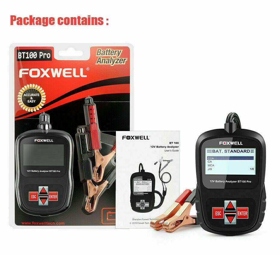 FOXWELL BT100 Pro Code Reader Battery Tester Cranking Charging Voltage Tester