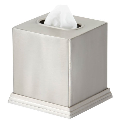 Steeltek Pewter Veil Boutique Tissue Box Cover, Brushed Nickel Look BS-1009, New