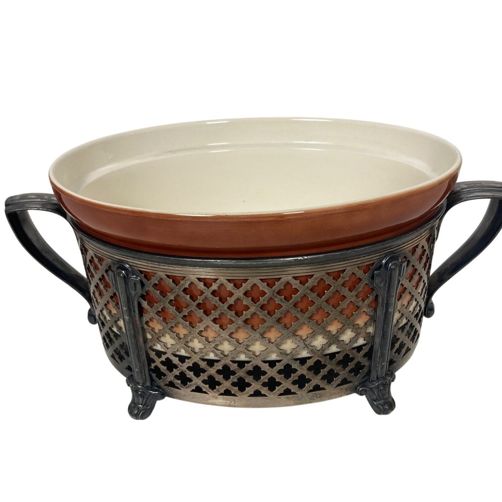 Charles Truman Burrows & Son Silver Plated Casserole Holder Stand 8x6 Display