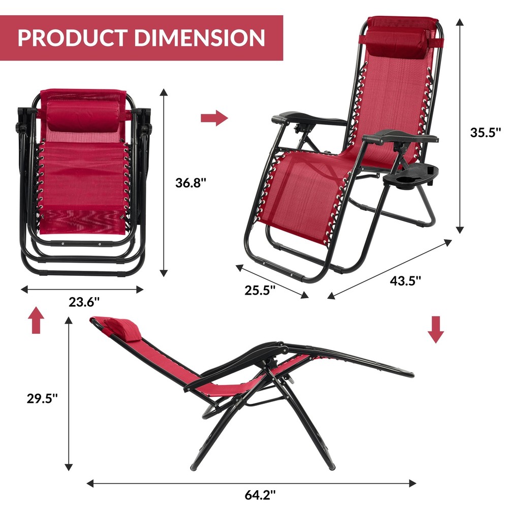 Patio Weather-Resistant Zero-Gravity Chairs Burgundy