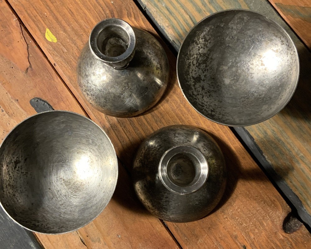 Vintage Candlestick Holders 4 Heavy Solid Maybe Silver plated?