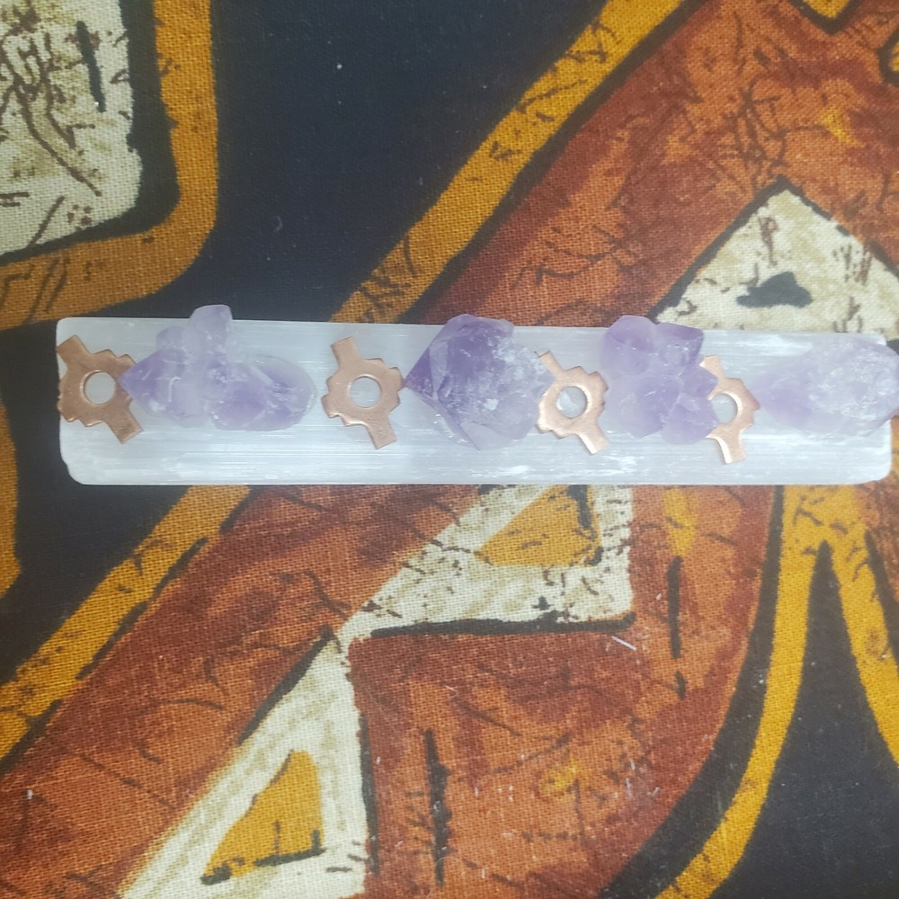 Amethysts Selenite Wand With Copper