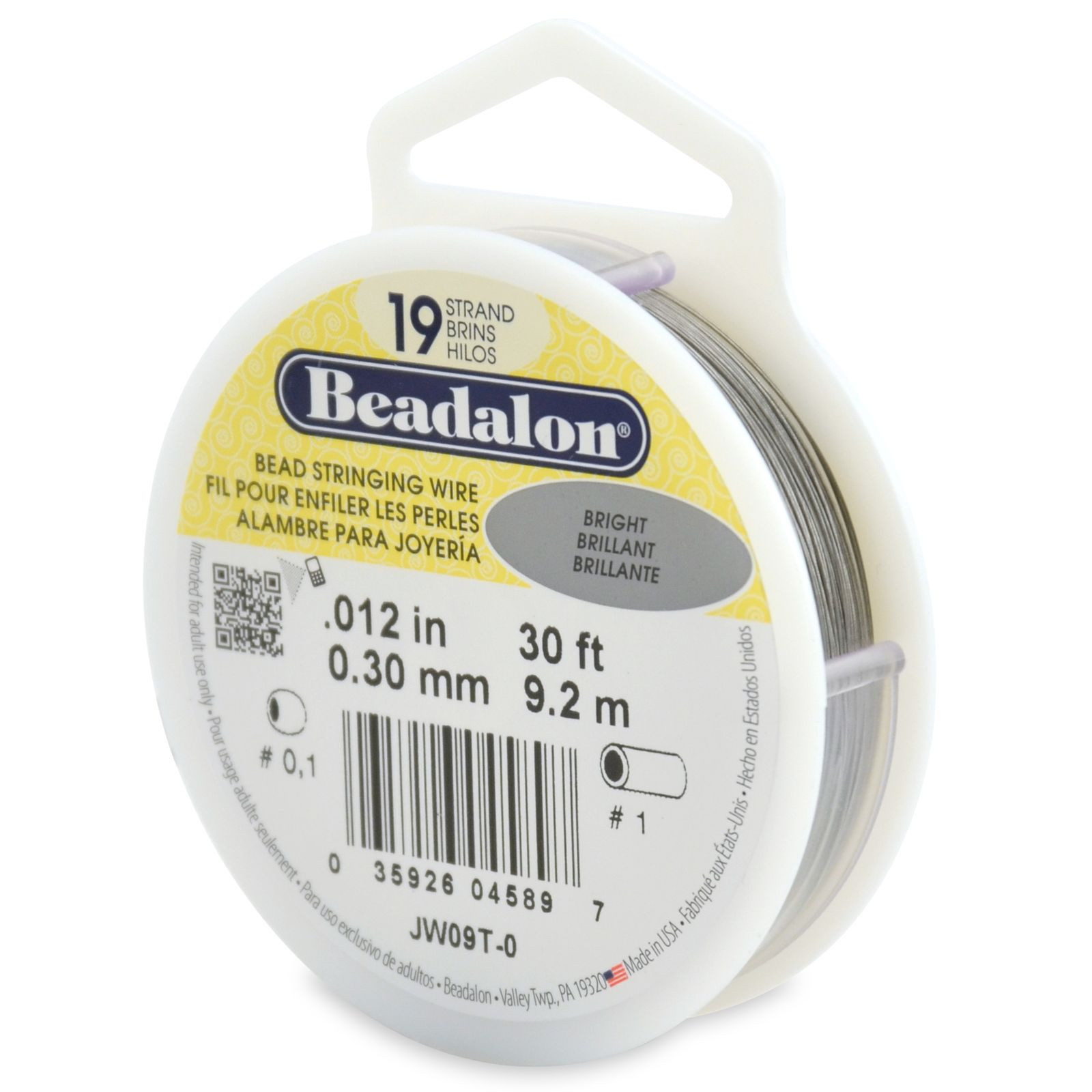 Beadalon Bead Stringing Wire 19 Strand 30/100 FT. BRIGHT Various Sizes + Colors