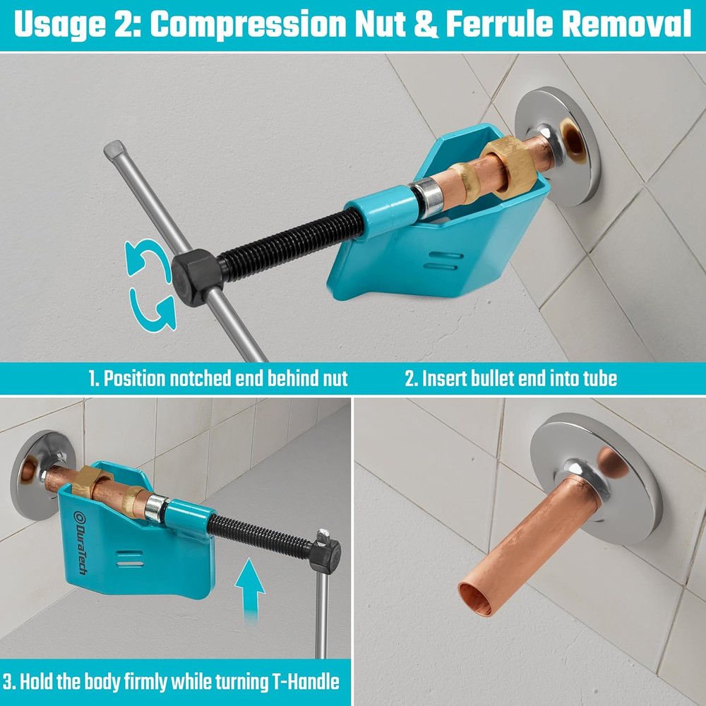 DURATECH Compression Sleeve Puller Tool, Remove 1/2 ” Ferrule and Nut of Copper