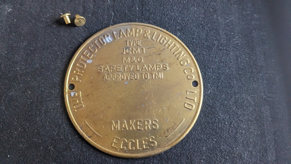 Replacement Protector JCM 1 Miners Lamp Badge With Rivets
