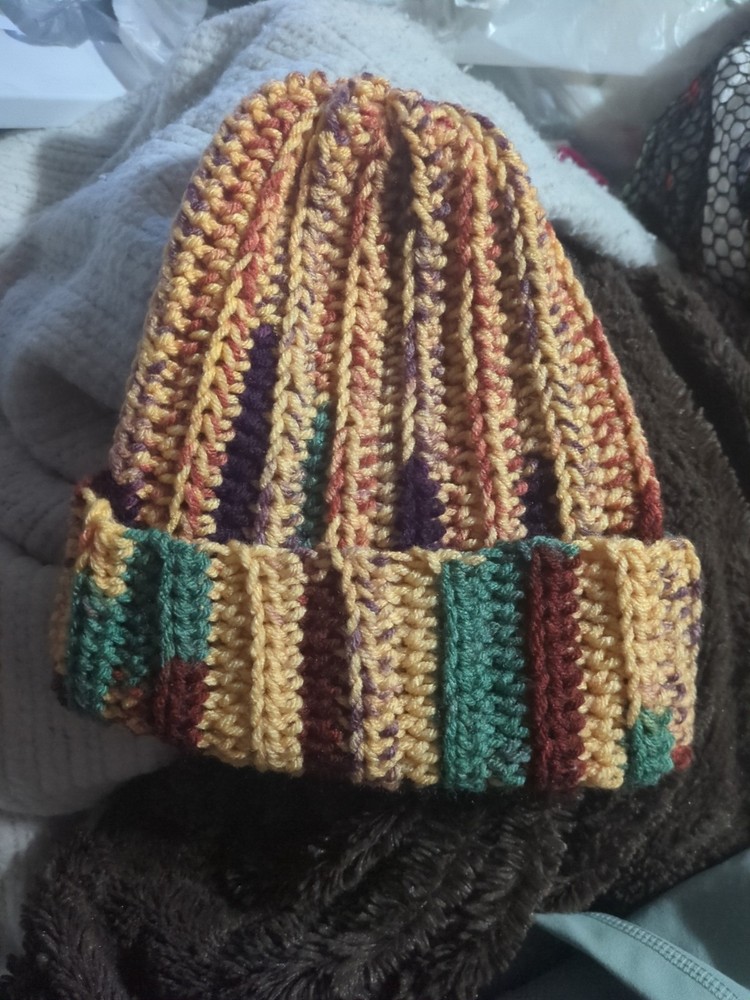 Multicolor Crochet Hat One Size Handmade