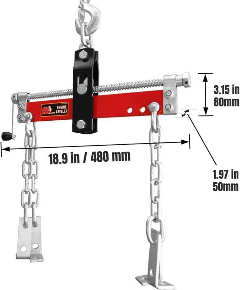 Professional Grade Engine Hoist Accessory - 14" Chains & 3 Position Adjustment