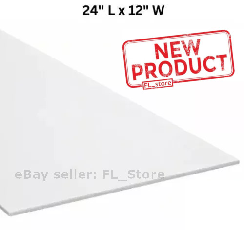 1/16 Inch Thick UHMW Plastic Sheet 24" Length x 12 in Width Off-White Opaque NEW