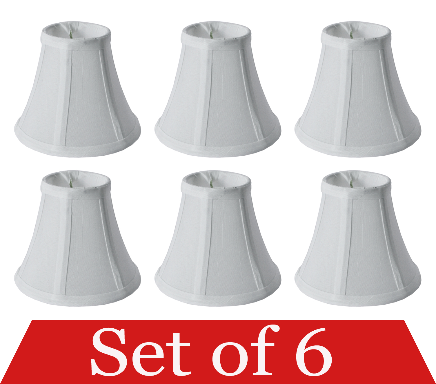 Set of 6 Clip On 5" Small Bell Candelabra Shades for Chandelier (White)