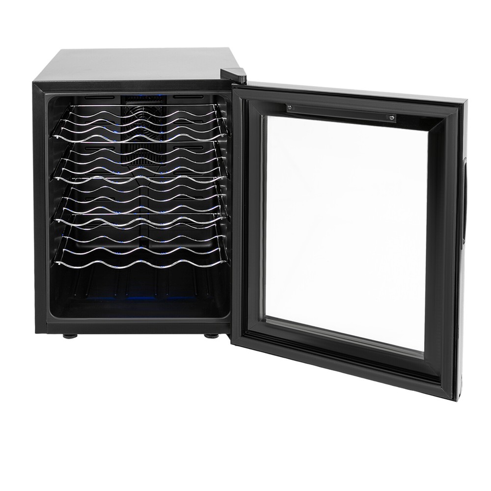 Black Wine Fridge 48L 20-Bottles Small Wine Cooler Rectangular Wine Cellar 110V