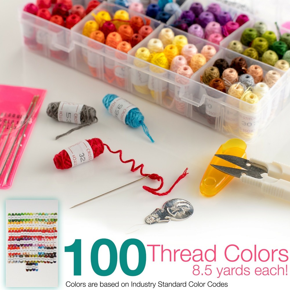 Friendship Bracelet String Kit - 170pc Embroidery Floss Kit Thread Making Set