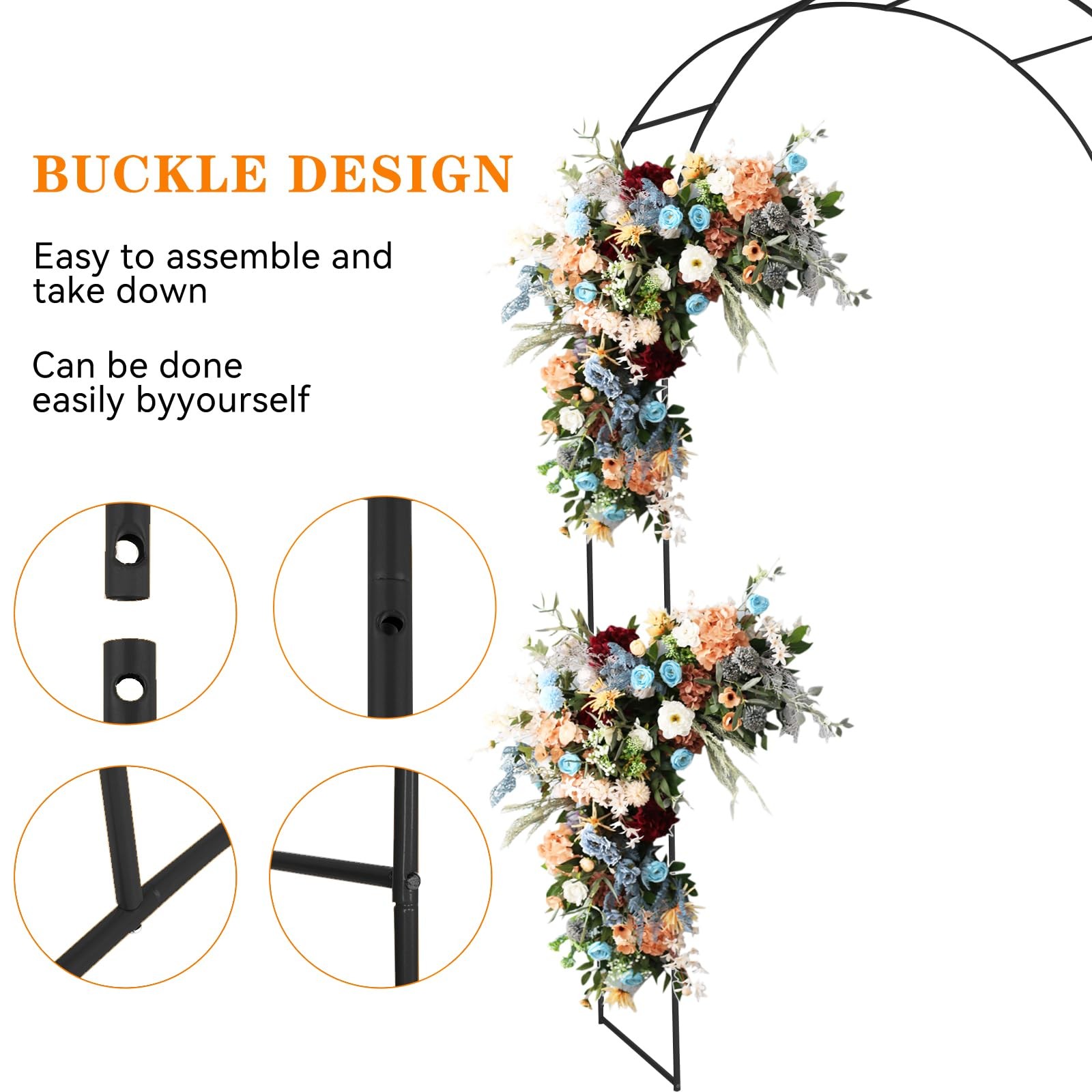 7.8ft Garden Arch Trellis for Climbing Plants, Metal Arch Frame, Pumpkin Arch