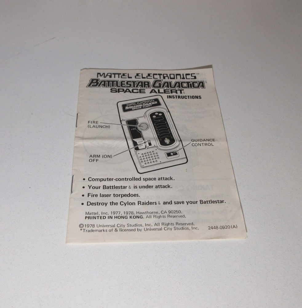 Vintage Mattel Electronics Battlestar Galactica Space Alert Game Instructions