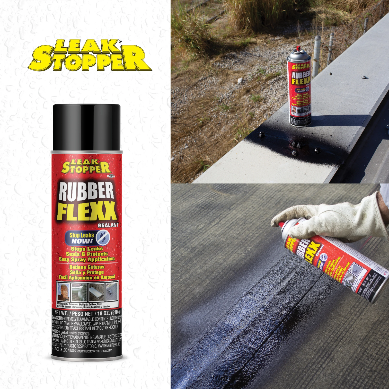 Rubber Flexx Leak Repair & Sealant Spray 18 Oz 100% Flexible Seal Waterproof NEW