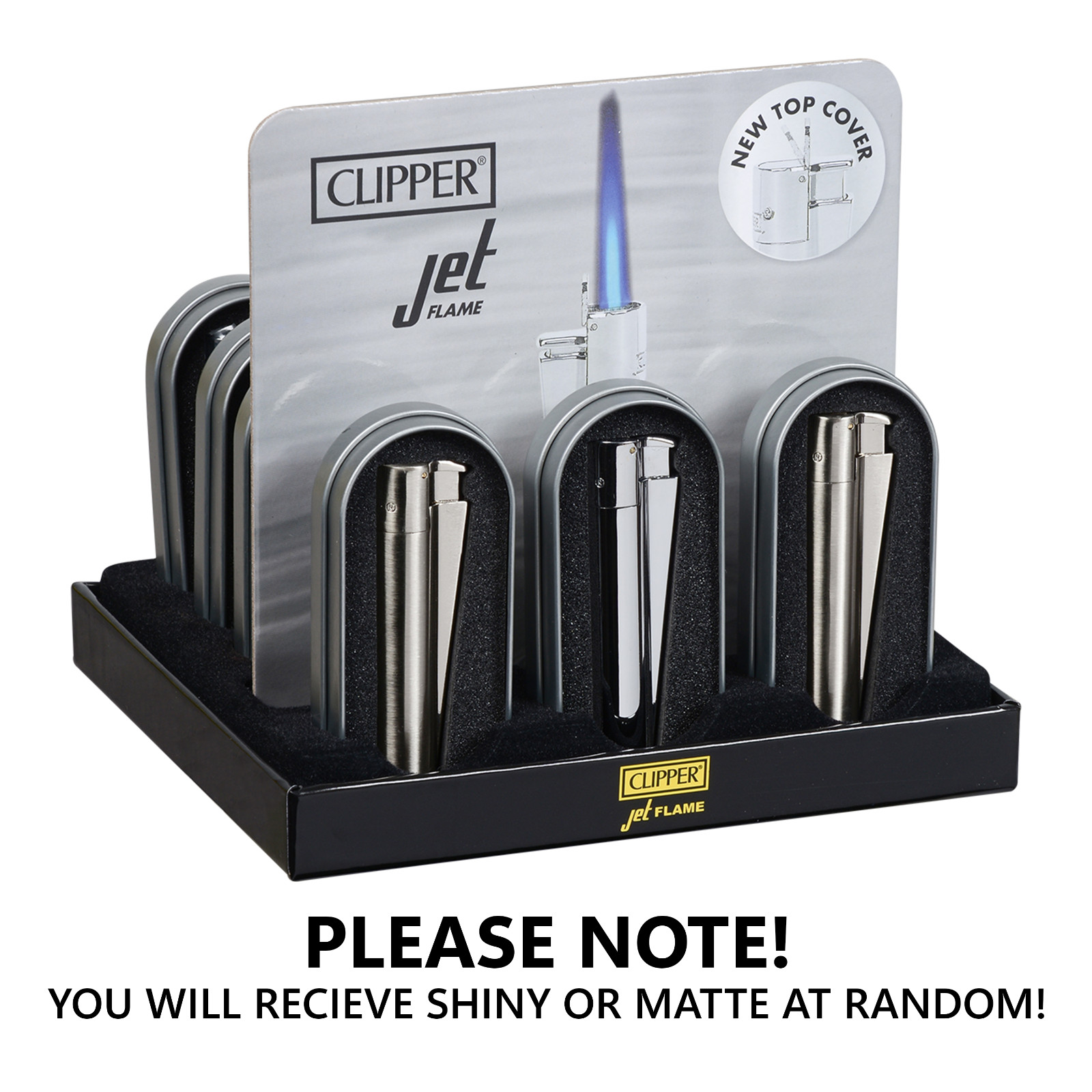 Clipper Metal Lighter - Refillable, Includes Case. Silver JET Butane Lighters