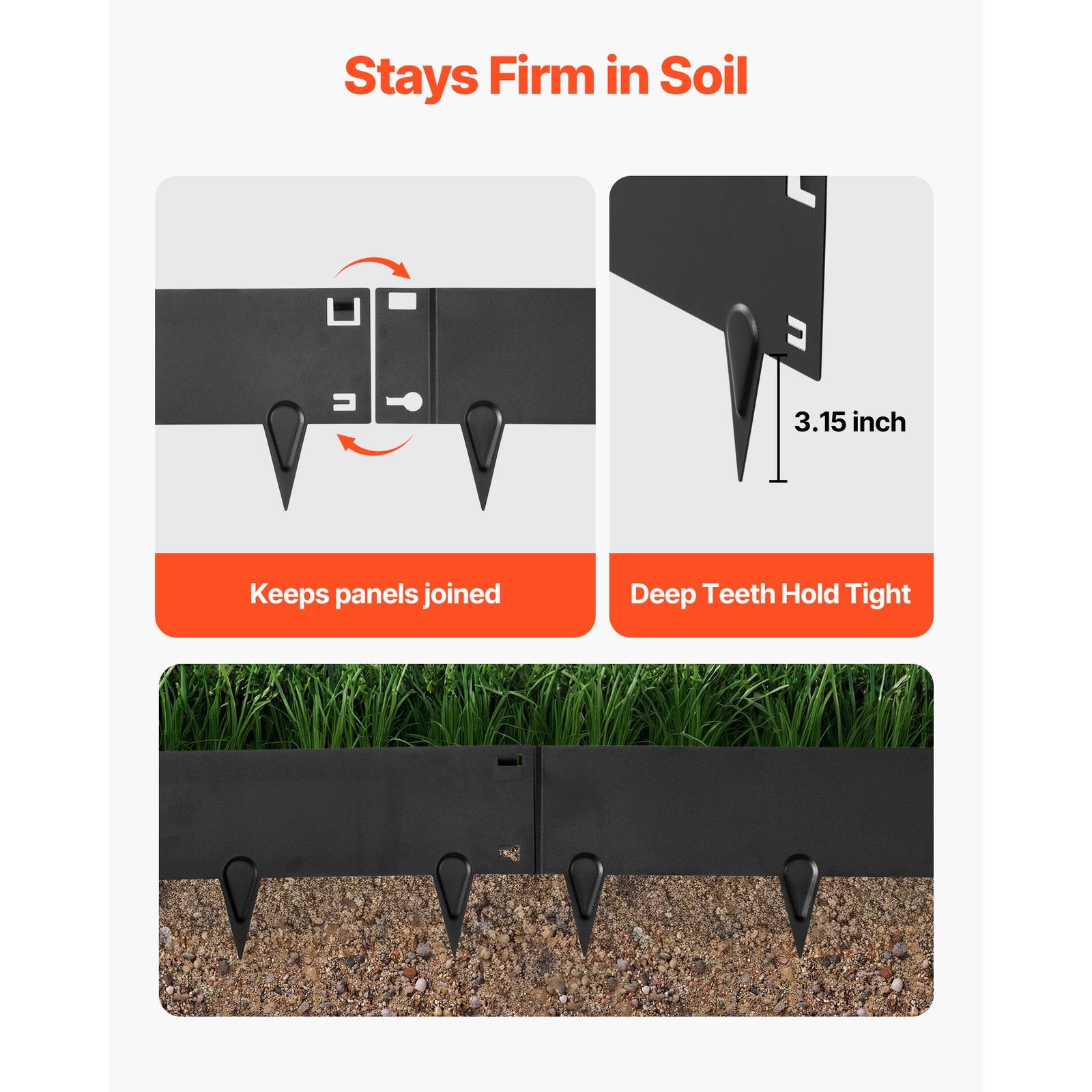 Uimoso Galvanized Steel Garden Edging Set, 40x8 in,Metal Landscape Borders, 6pcs