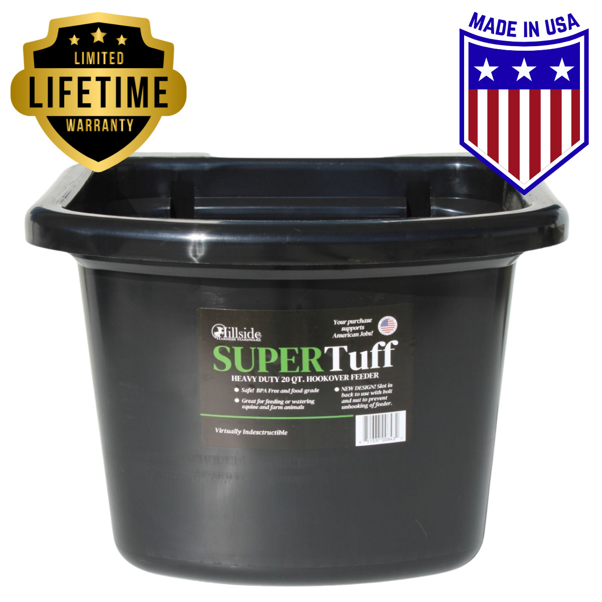 Supertuff Hook Over Fence Feeder 20 Quart Horse Grain Feeder Livestock Feeder