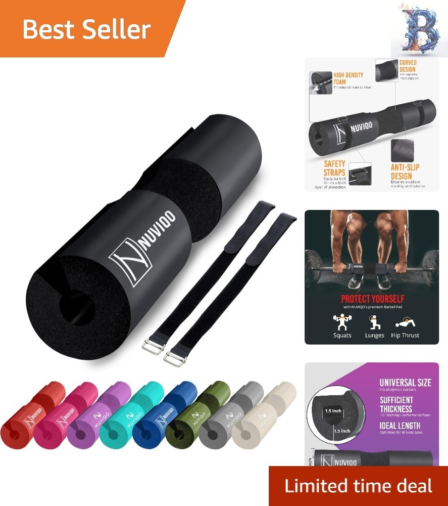 Portable Hip Thrust Barbell Pad - Comfort & Stability for Standard/Olympic Bars