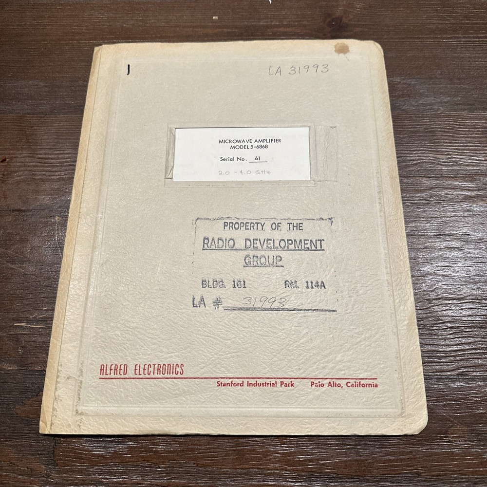 Alfred Electronics Model 5-6868 Microwave Amplifier Serial No. 61