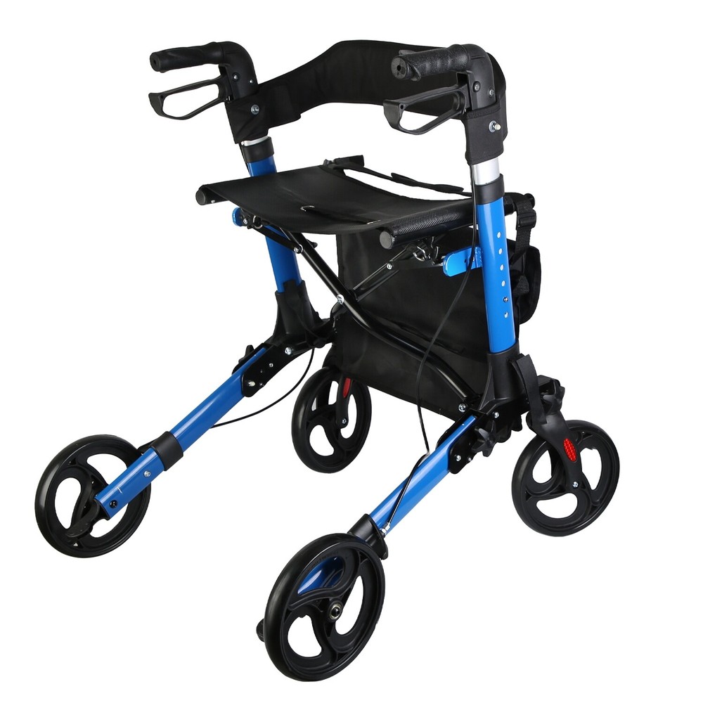 New Mobility Rollator Walker Foldable Aluminum Adjustable Rolling Wheels Walker
