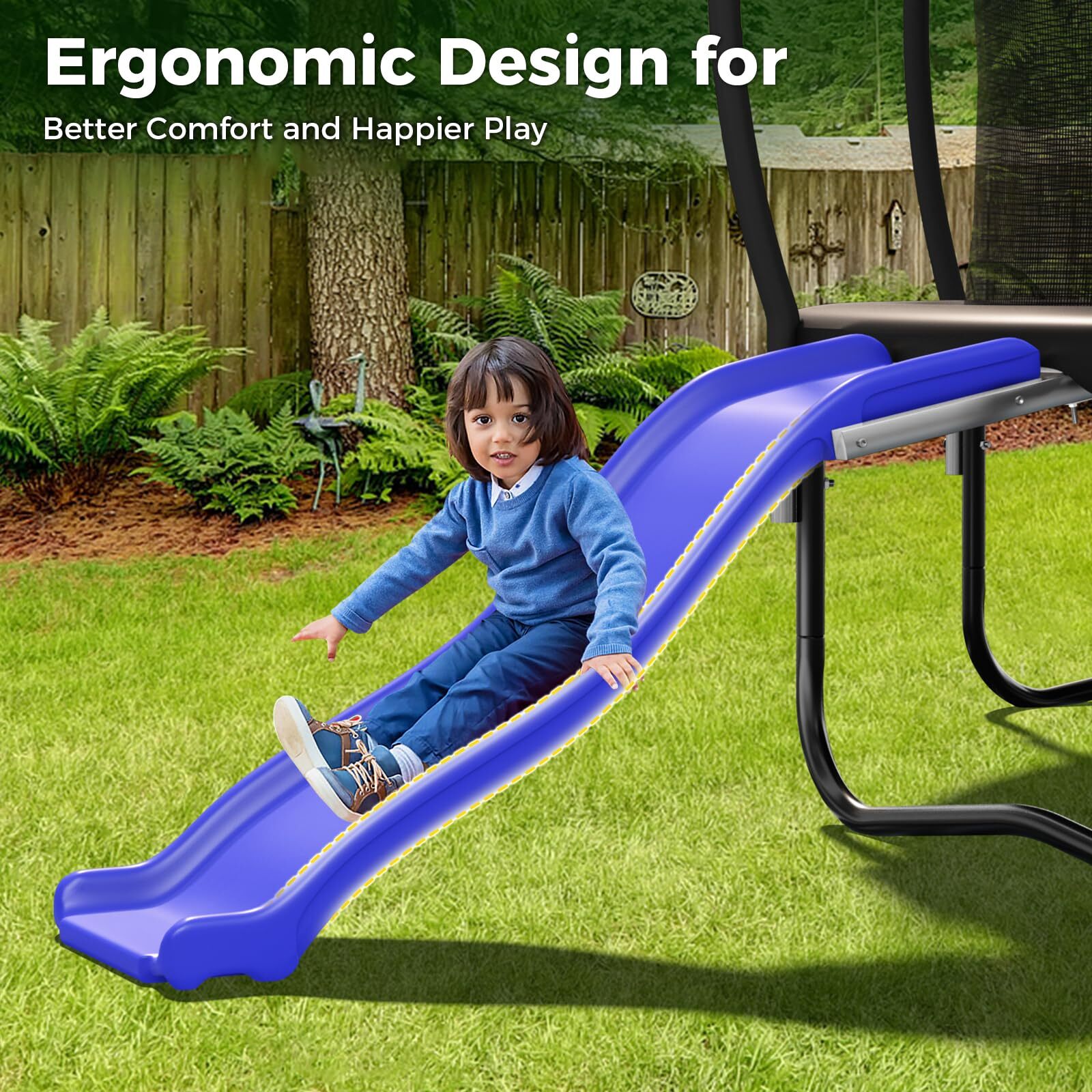 Lyromix Universal Plastic Trampoline Slide for 8-16FT Heavy Duty Outdoor Slide