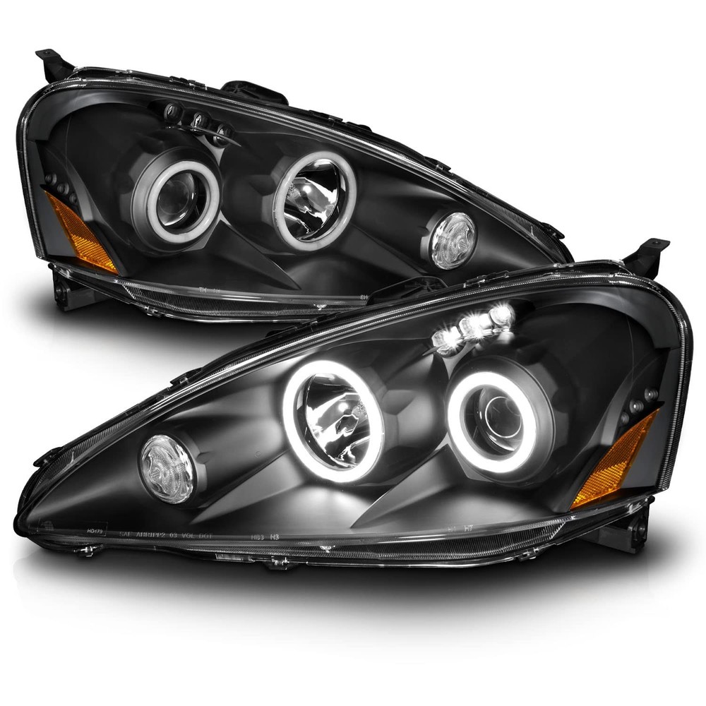 双 Xtreme LED Halos 黑色投影仪前灯适用于 2005 - 2006 RSX 对
