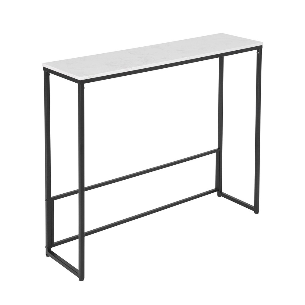 Sleek Console Table W/ Marble Stone Top Compact Entryway Table