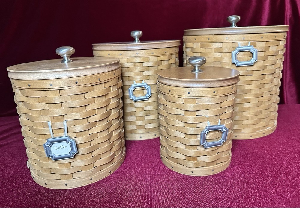 Longaberger 4-Piece Kitchen Canister Set Lids Protective Inserts Booklet 2004