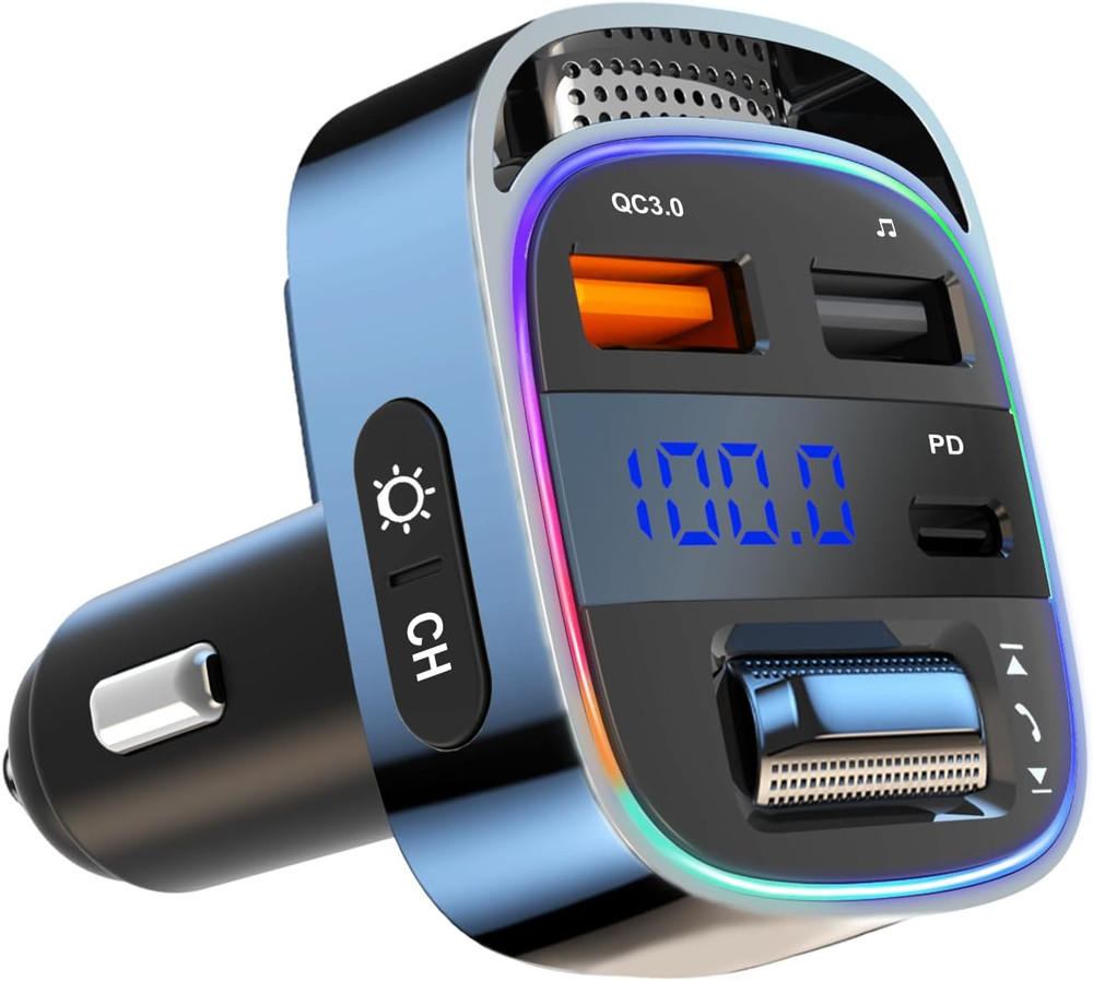 Bluetooth 5.4 FM Transmitter Car Adapter, 54W PD & QC3.0 Charger, Handsfree Call