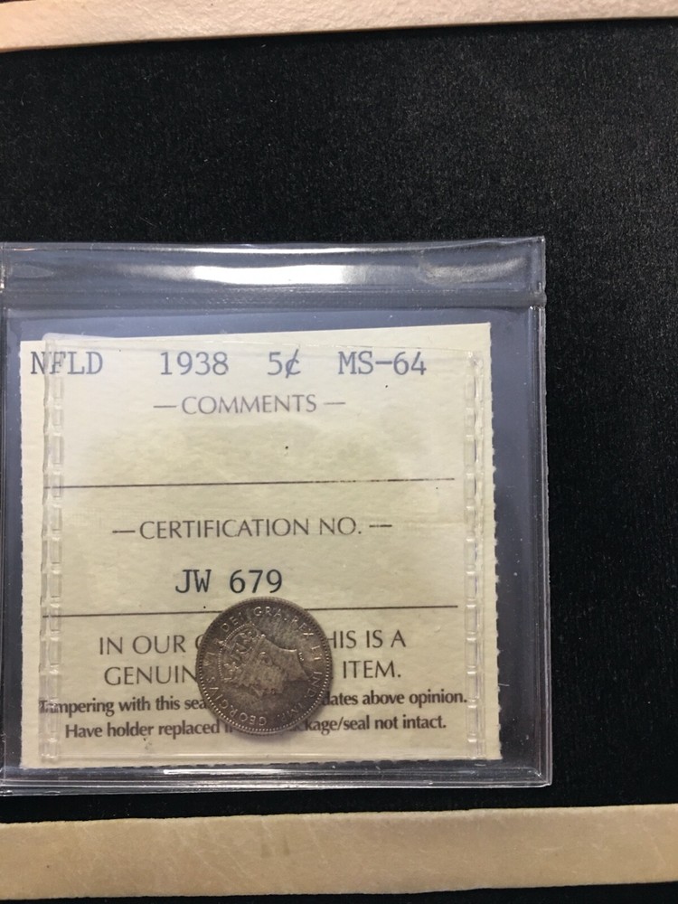 1938 ICCS Graded Newfoundland, 5 Cent, **MS-64**