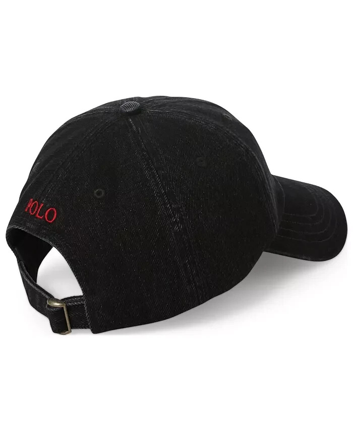 Polo Ralph Lauren Men's OS Cotton Chino Adjustable Baseball Cap Black Brown Pony