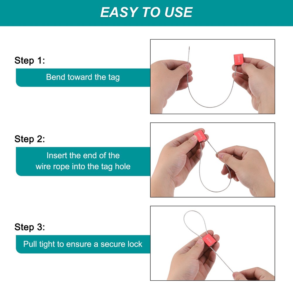 100Pcs Security Cable Seals 13" Numbered Tamper Proof Seal Self Locking White