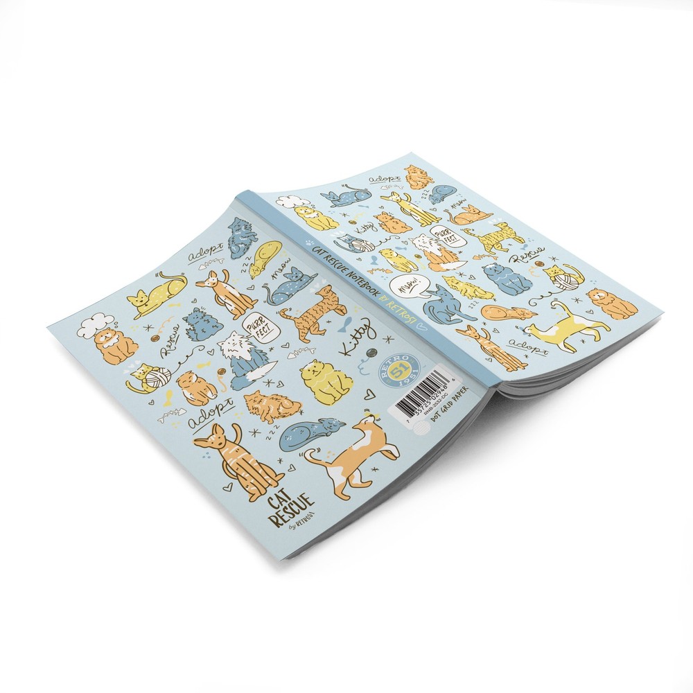 Retro 51 Cat Rescue 6 Notebook - Dotted - NEW
