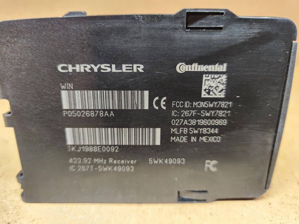 09 Dodge Charger Ignition Switch Module Receiver Node WO Key Part# P05026878AA