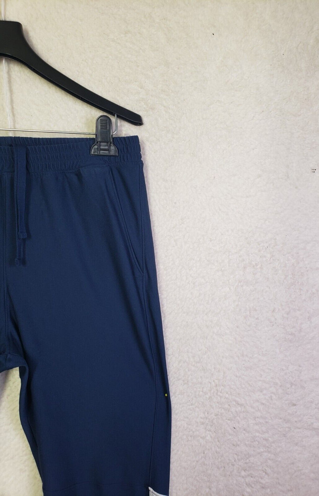 Under Armour Men Pants Large Blue 100% Polyester Drawstring Ankle Zip Activewear