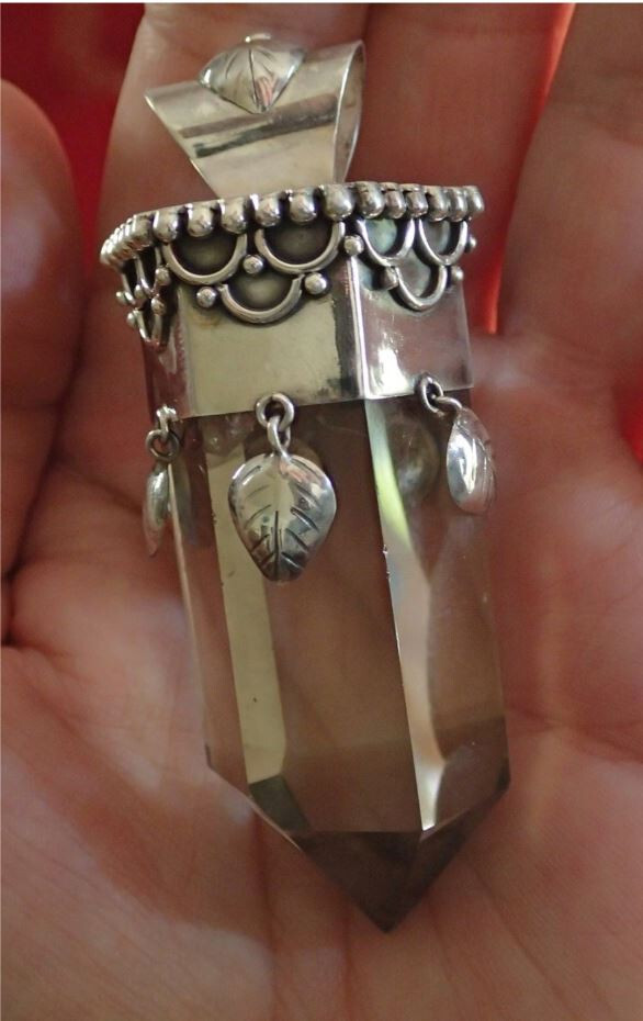 Nice Clear Crystal Point Pendant in Sterling Silver