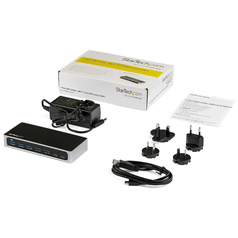 StarTech.com 7-Port USB-C Hub 5xUSB-A 2xUSB-C Fast Charge USB 3.2 Self-Powered