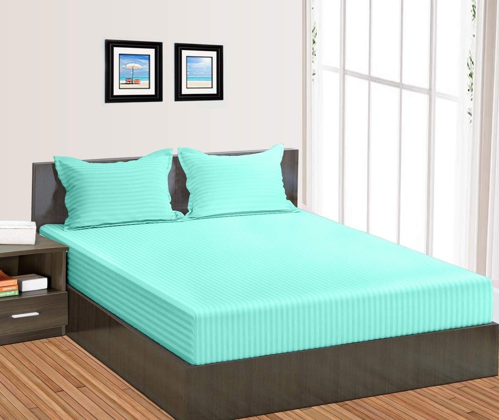 Soft Bedding 1000 - 1200 Thread Count 100% Cotton Aqua Blue Stripe Select Item