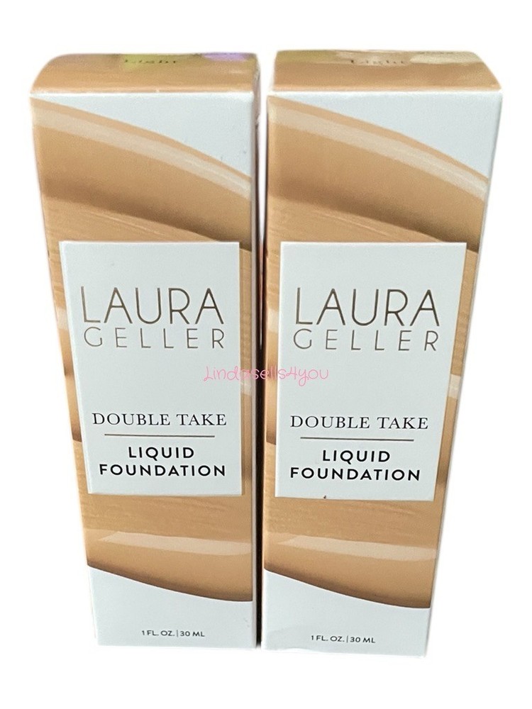 2 Piece Laura Geller Double Take Liquid LIGHT Foundation Medium Coverage Sealed