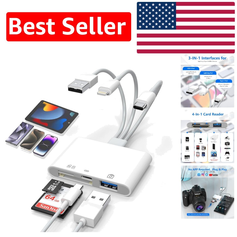 Compact Multi-Port SD/TF Card Reader - Fast Transfer for iPhone & Mac Users