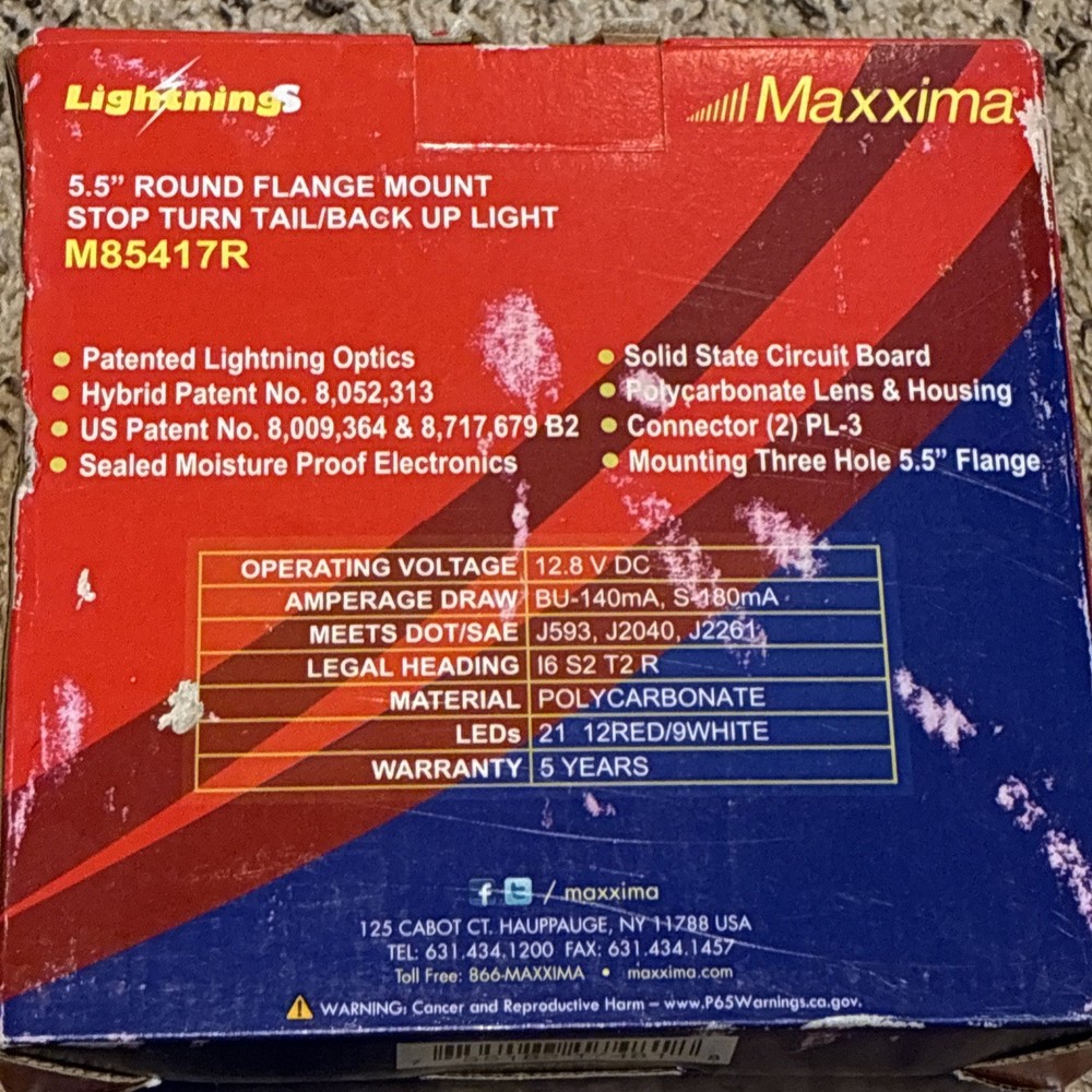 Maxxima M85417r-Kit Stop/Turn/Tail Light, Led, Flange, Red