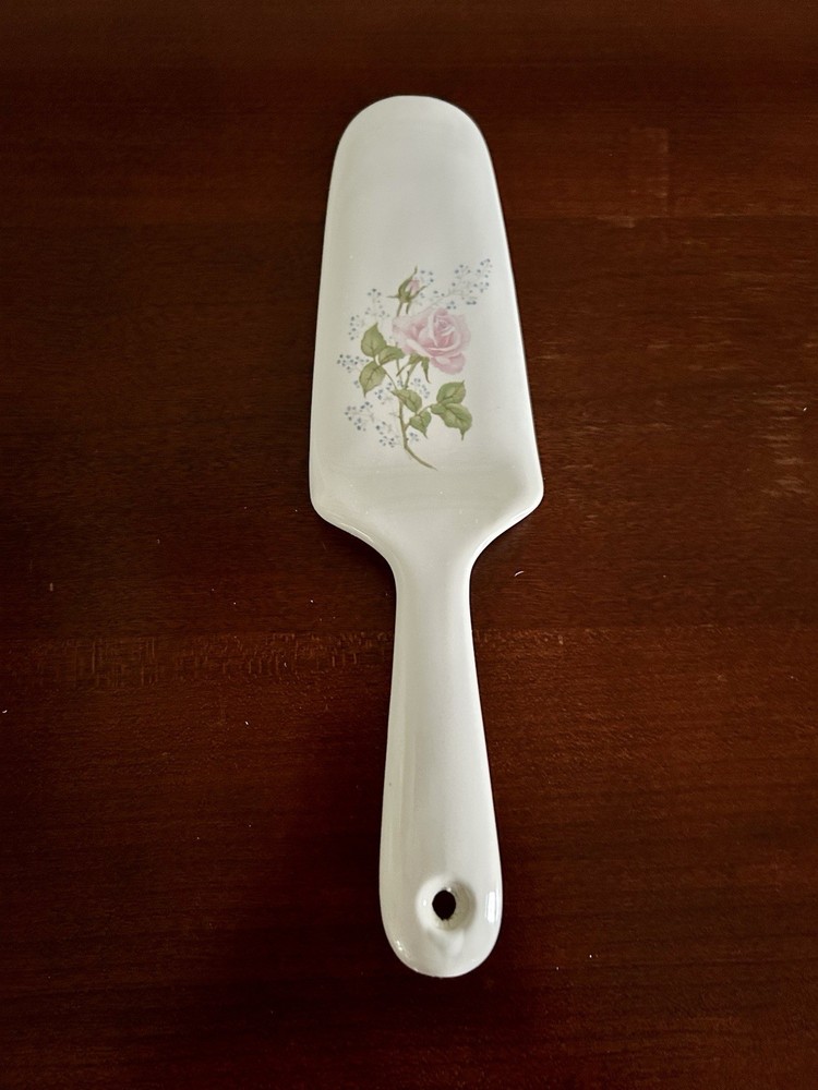 Pink Tea Rose Porcelain Pie Server