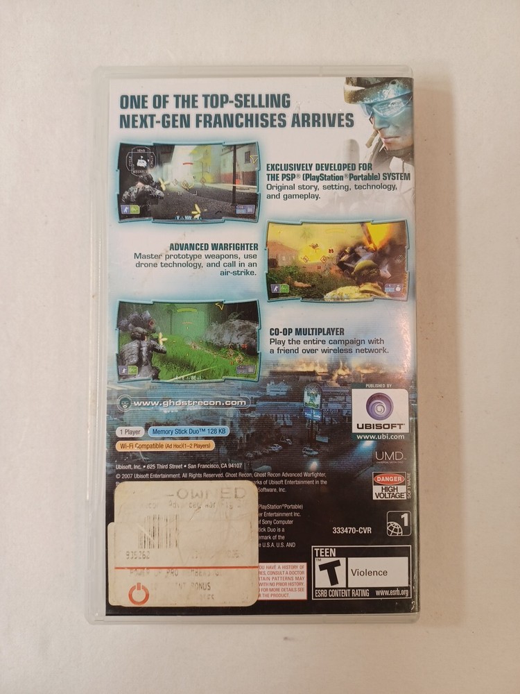 Ghost Recon 2 Advanced Warfighter PSP Video Game -EMPTY CASE ONLY-