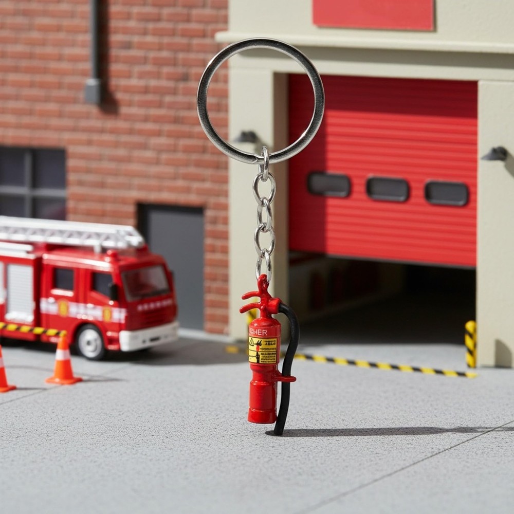 2Pcs Mini Fire Extinguisher Keychain Tiny Firefighter Keyring Stainless Steel...