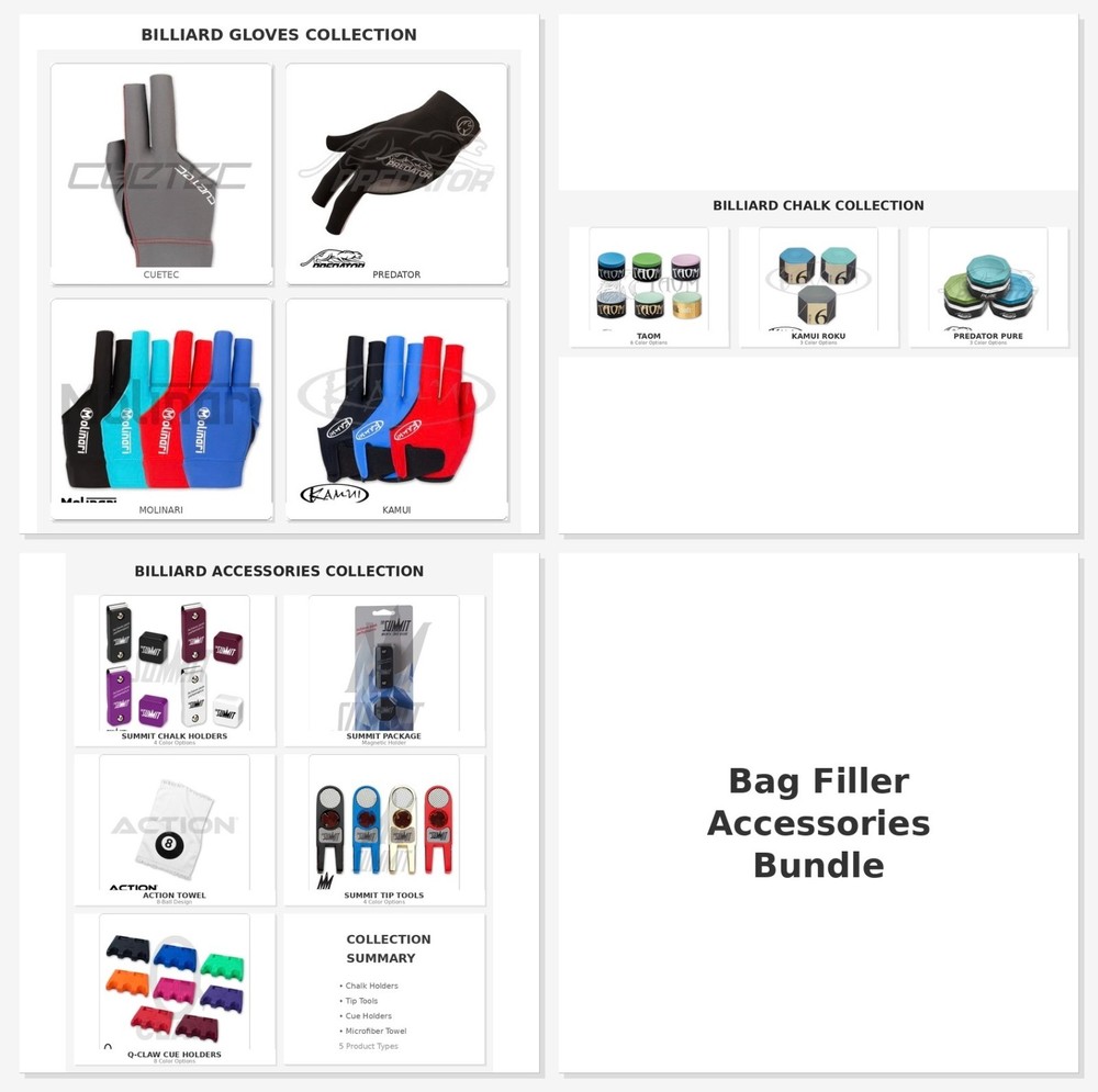 Billiards Accessory Bundle - (Cuetec, Predator, Kamui, Molinari)