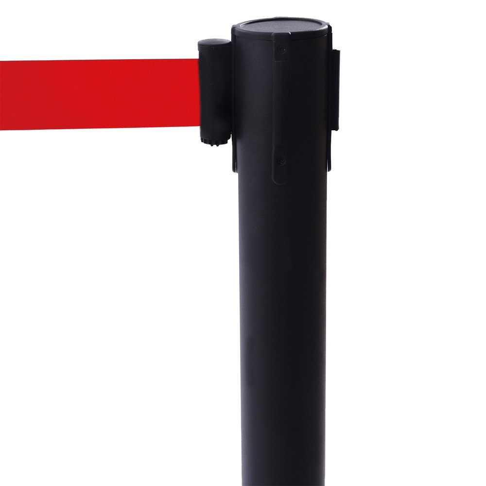 6Pcs Crowd Control Barrier Queue Poles Black Stanchion Posts w/Retractable Belt