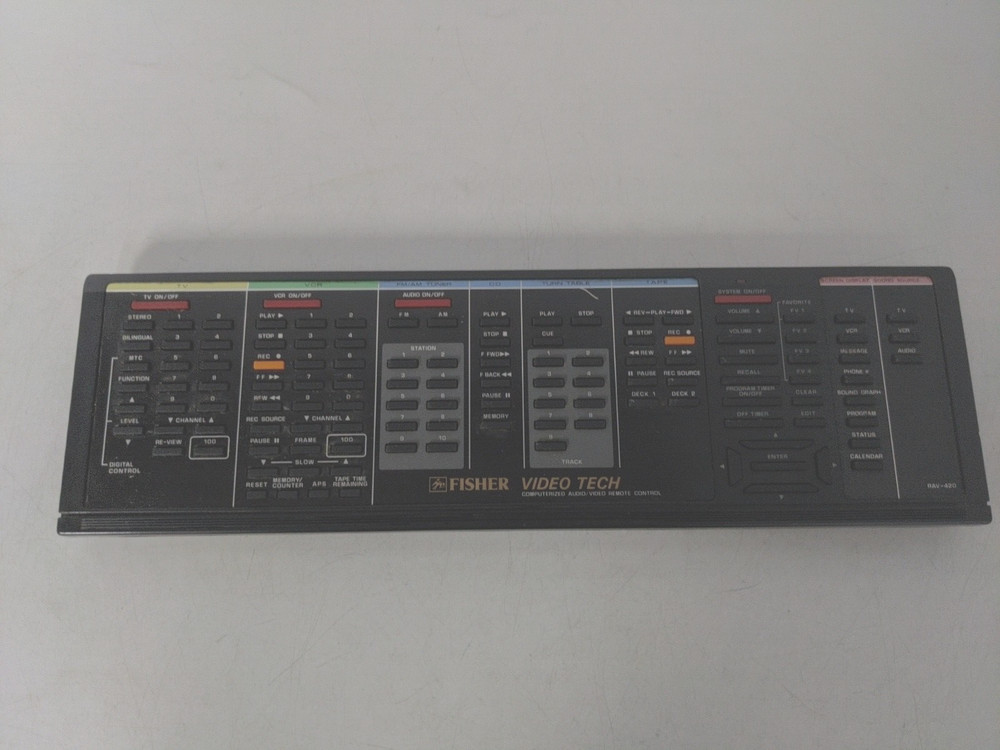 FISHER VIDEO TECH  COMPUTERIZED  AUDIO/VIDEO REMOTE CONTROL  RAV-420