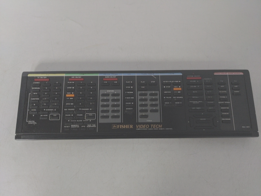 FISHER VIDEO TECH COMPUTERIZED AUDIO/VIDEO REMOTE CONTROL RAV-420