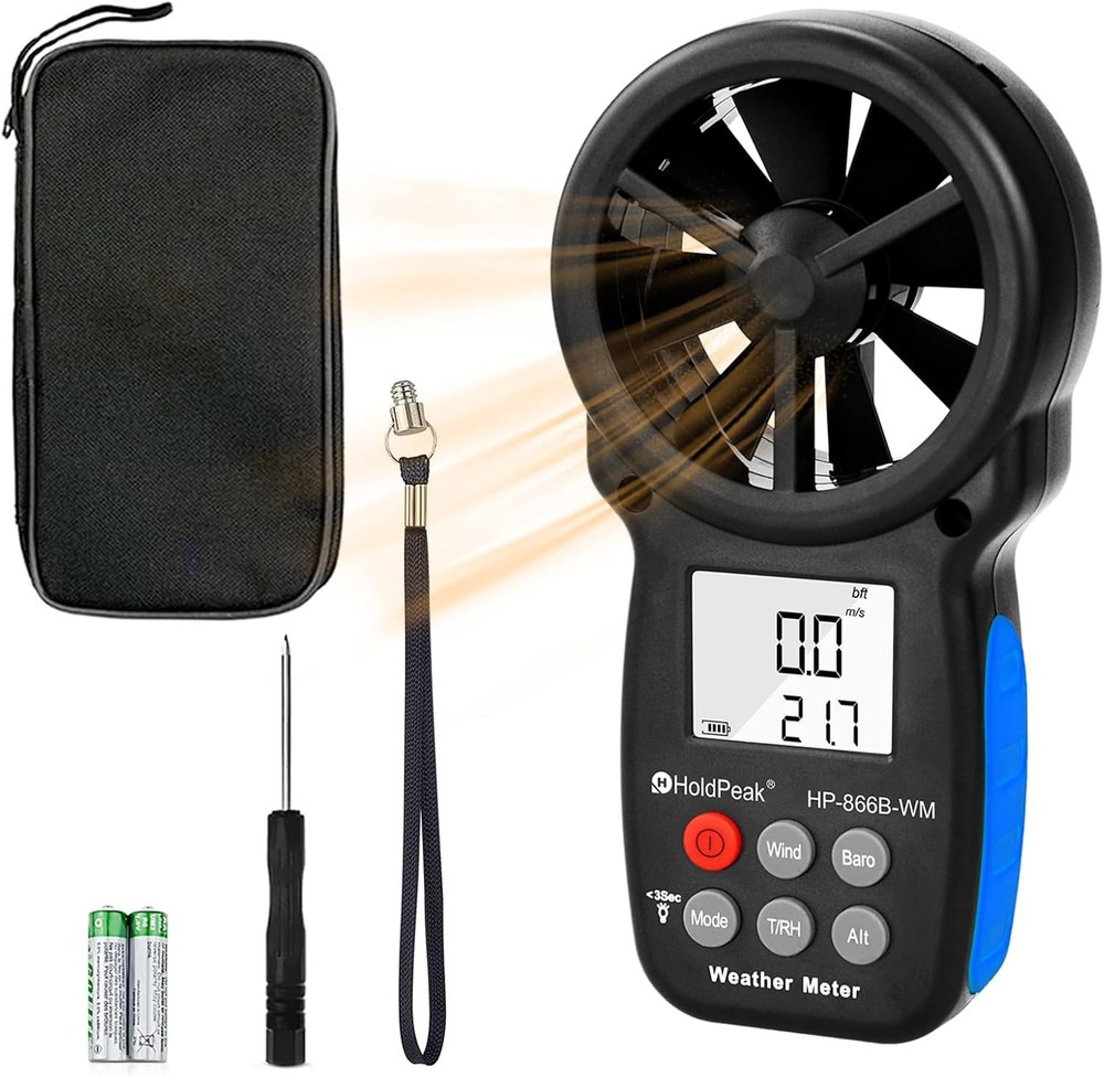 Professional Digital Anemometer - Wind Speed, Temp, Humidity