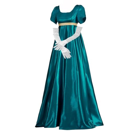 Satin Regency Dresses Victorian Dress 1700s vintage ball Medium Malachite Green